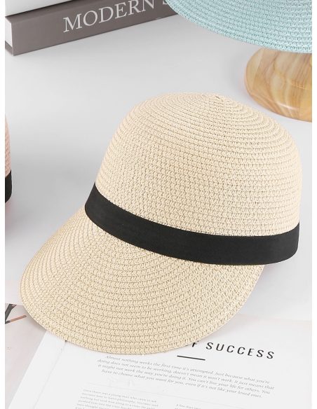 Casquette effet raphia avec bandeau noir
