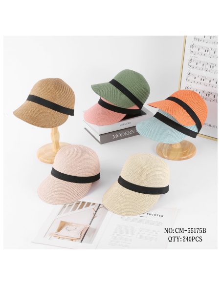 Casquette effet raphia avec bandeau noir