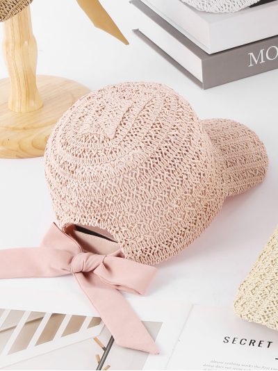 Gorra calada efecto rafia lazo