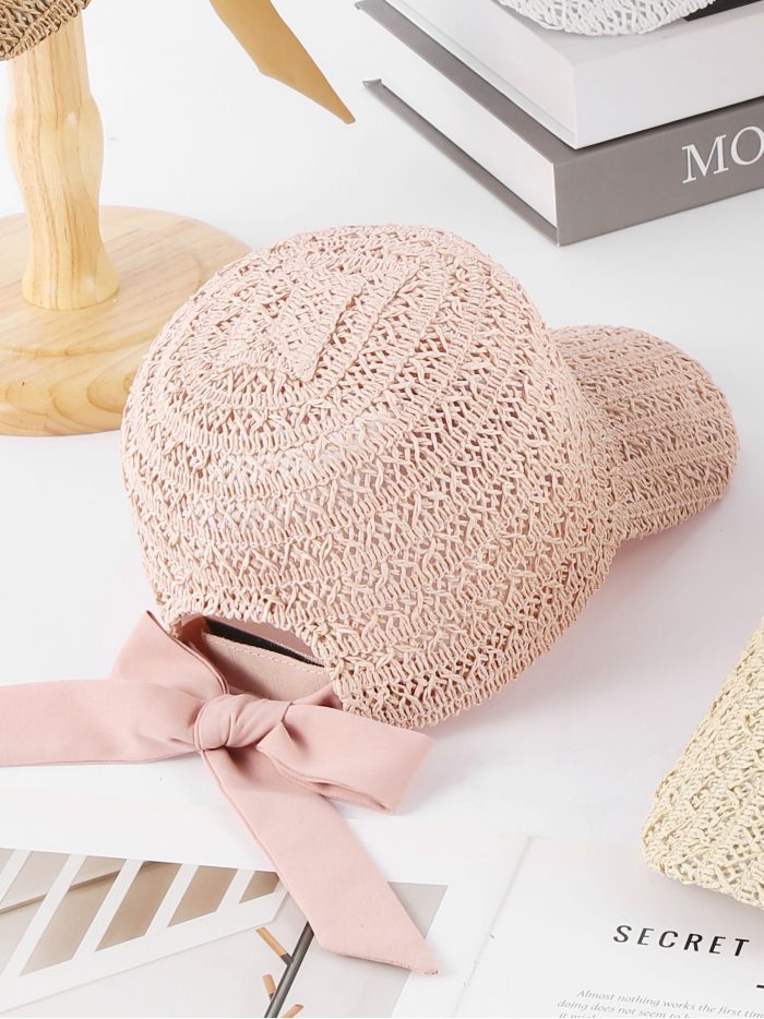 Gorra calada efecto rafia lazo