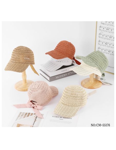 Gorra calada efecto rafia lazo