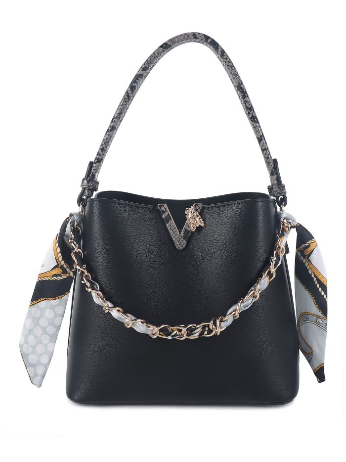 Hobo-Tasche mit geflochtener Kette und Schal