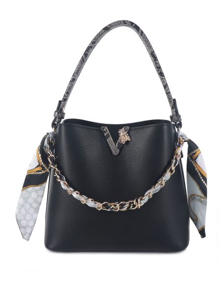 Hobo-Tasche mit geflochtener Kette und Schal