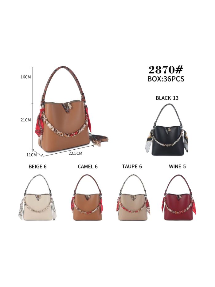 Hobo-Tasche mit geflochtener Kette und Schal