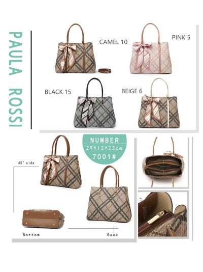 Bolso tote cuadros lazo y compartimentos 2