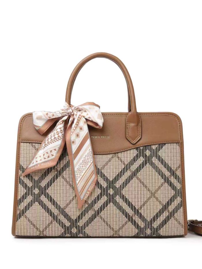 Bolso tote cuadros estilo maletín lazo