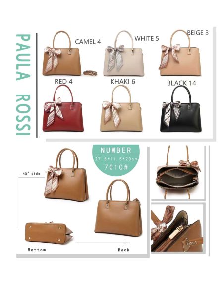 Bolsa elegante com laço e compartimentos.