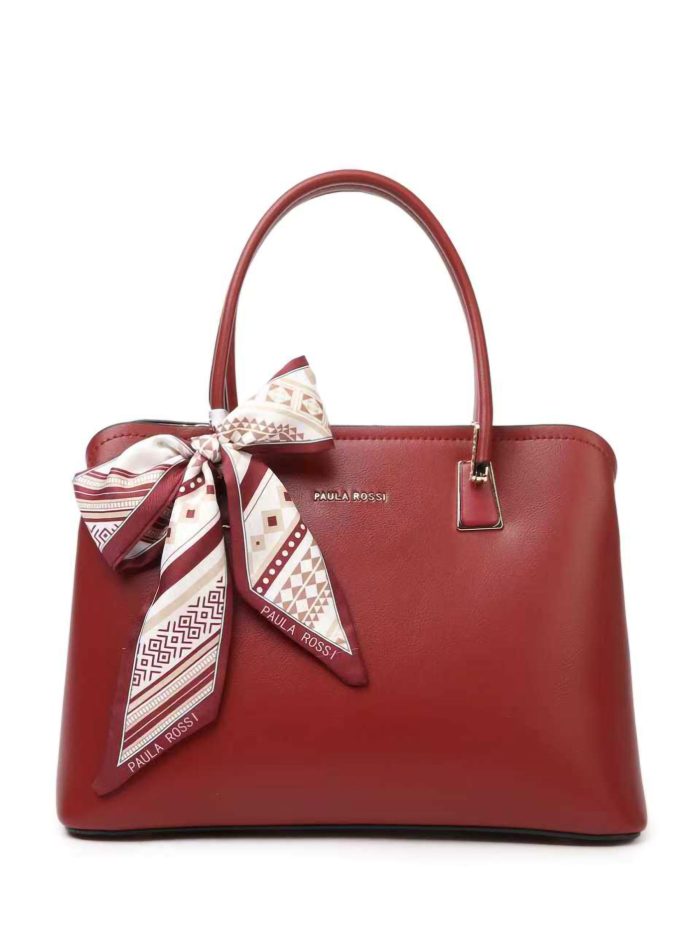 Bolsa elegante com laço e compartimentos.