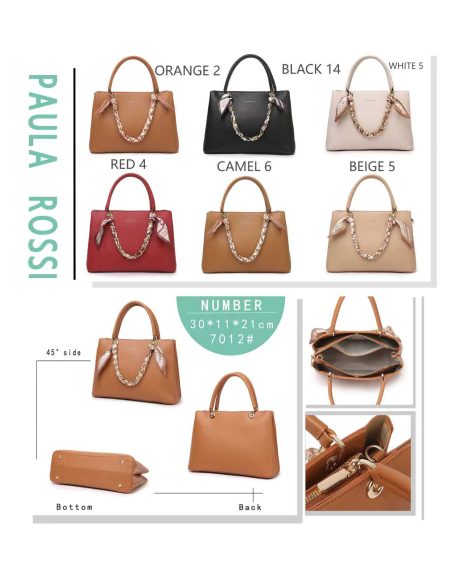 Bolso de mano cadena decorativa y pañuelos laterales