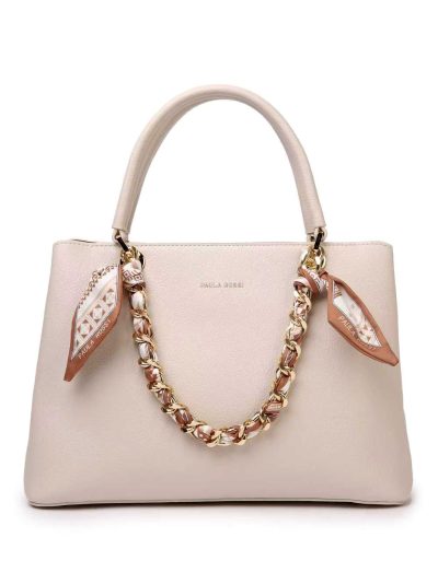 Bolso de mano cadena decorativa y pañuelos laterales