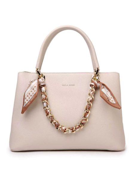 Bolso de mano cadena decorativa y pañuelos laterales