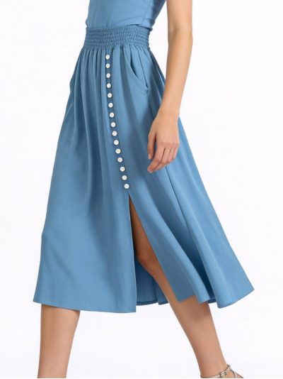 Falda midi lino botones