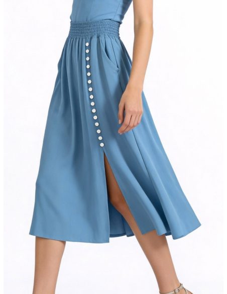 Falda midi lino botones