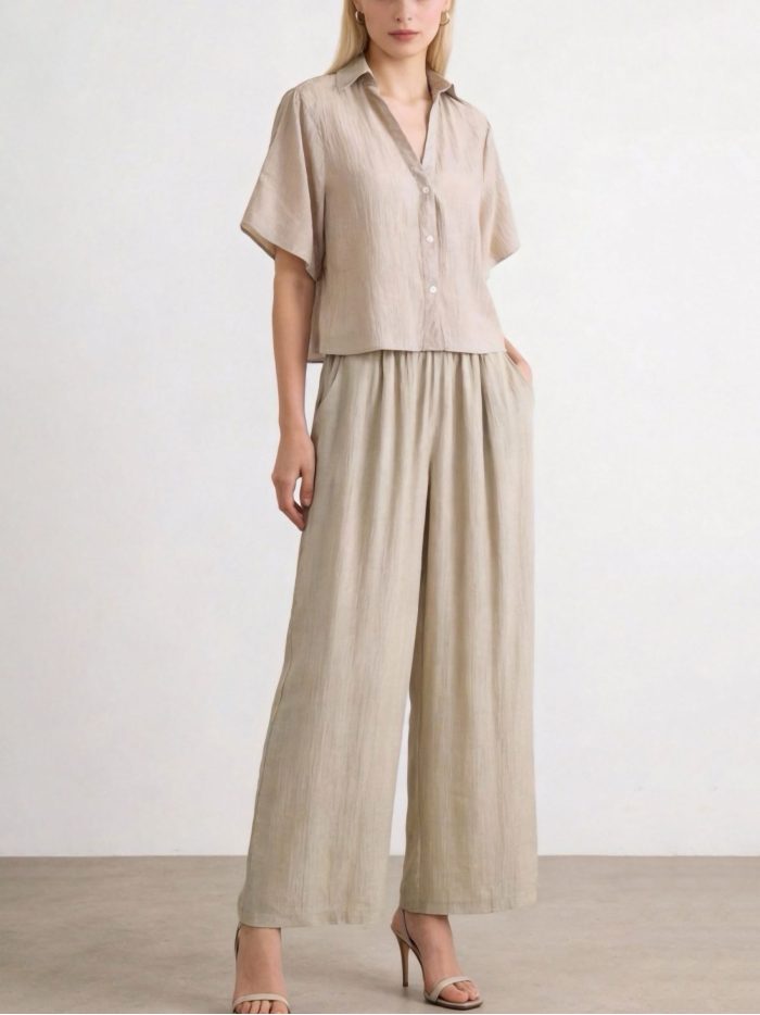 Conjunto de camisa de manga curta e calça