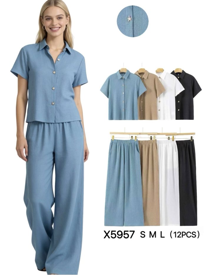 Conjunto Camisa botones estrella + pantalón