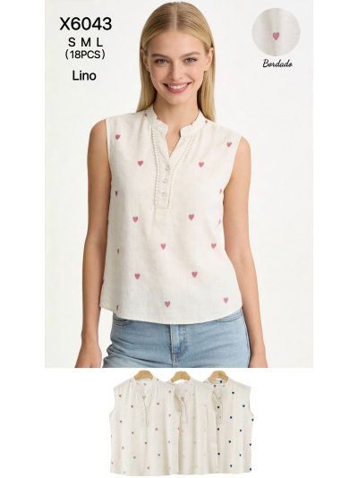 Blusa lino corazones bordados 2