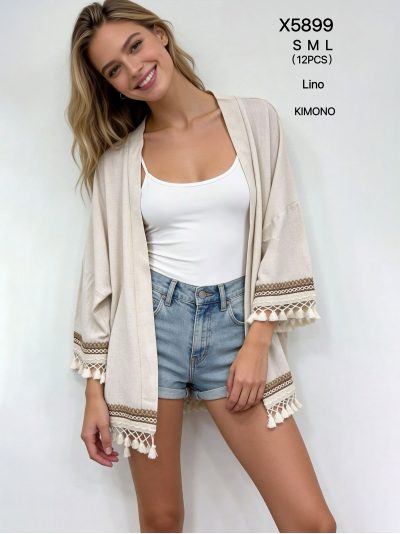 Kimono lino cenefa borlas 2