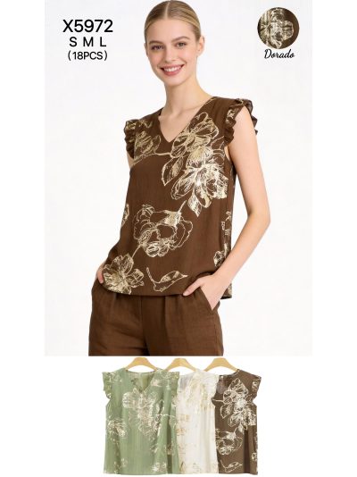 Top flores efecto dorado 2