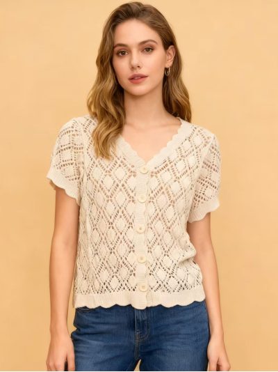 Cárdigan calado rombos