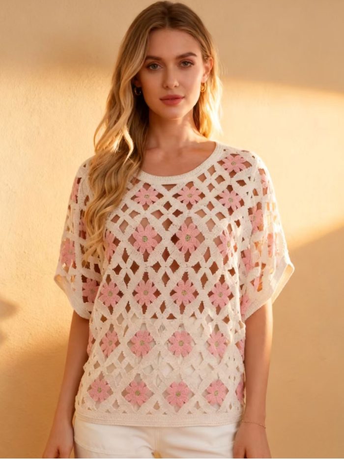 Blusa crochet flores