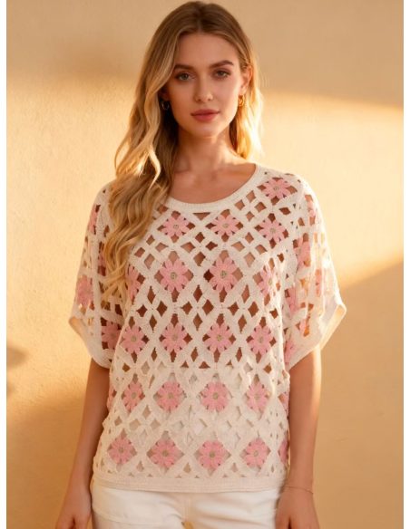 Blusa crochet flores