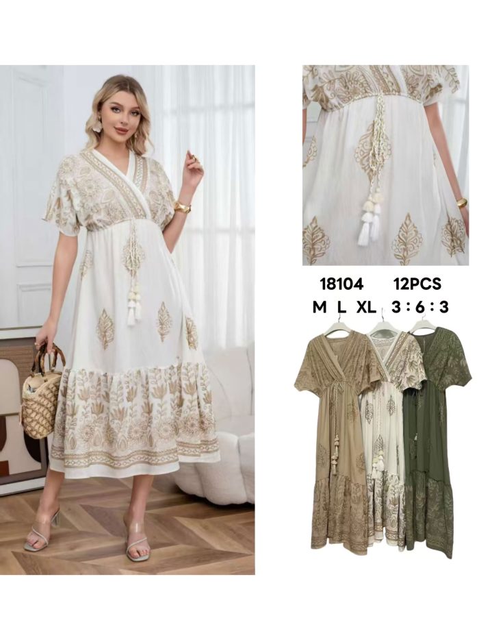 Vestido boho estampado borlas