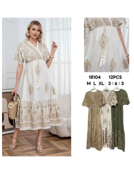 Vestido boho estampado borlas