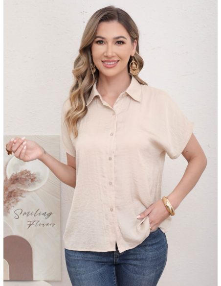 Camisa efecto seda manga corta