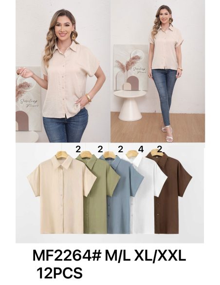 Camisa efecto seda manga corta