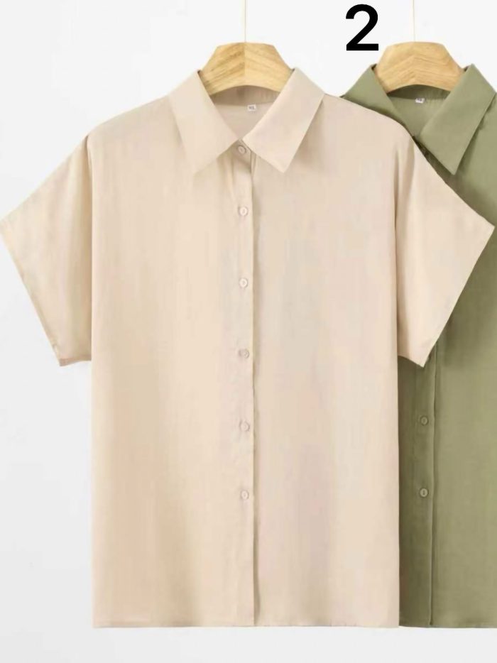 Camisa efecto seda manga corta