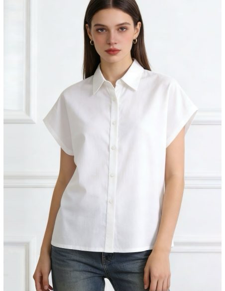 Camisa efecto lino arrugado manga corta