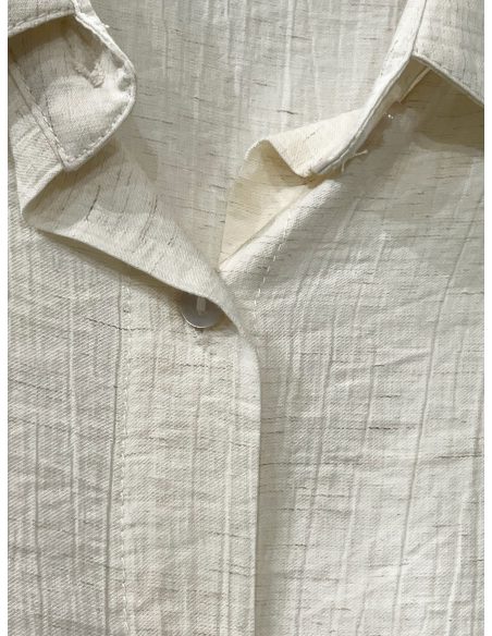 Camisa efecto lino arrugado manga corta