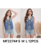 Top denim bordado lazos