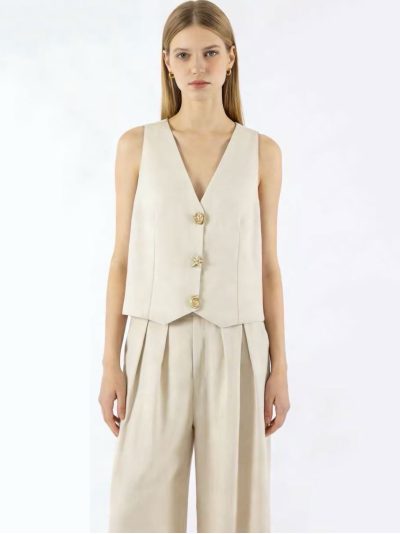 Conjunto chaleco sastre + pantalón palazzo