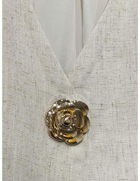 Conjunto chaleco botones joya y pantalón ancho