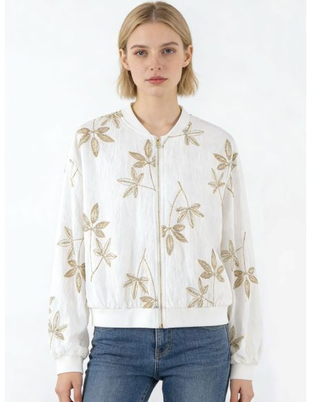 Bomber bordada hojas
