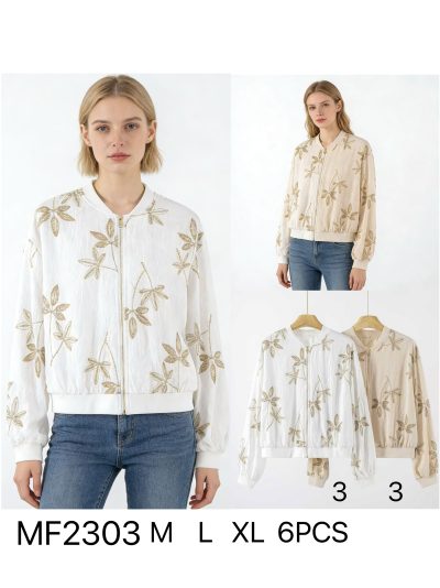 Bomber bordada hojas 2