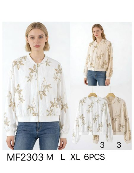 Bomber bordada hojas