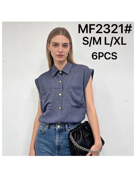 Camisa sin mangas botones dorados