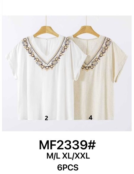 Blusa cuello pico bordado