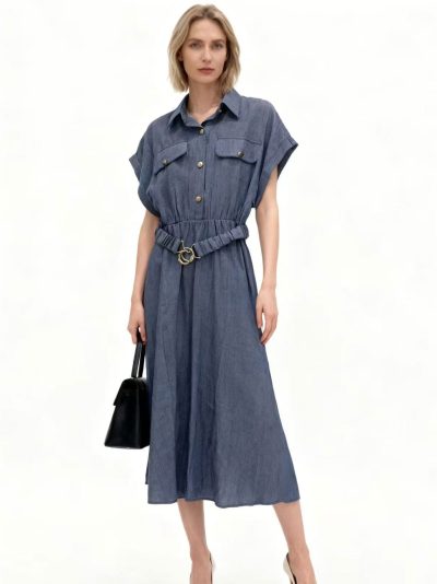 Vestido camisero midi cinturón