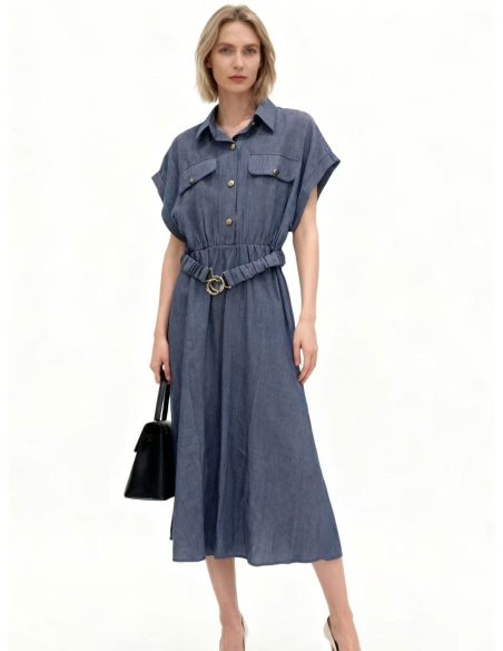 Midi-Hemdkleid mit Gürtel