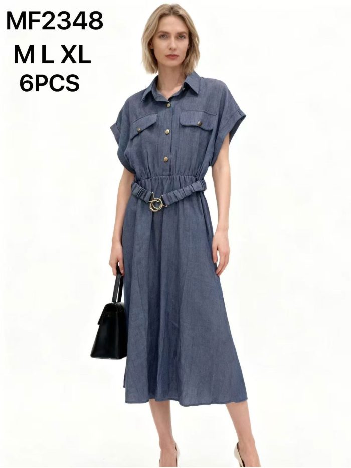 Midi-Hemdkleid mit Gürtel