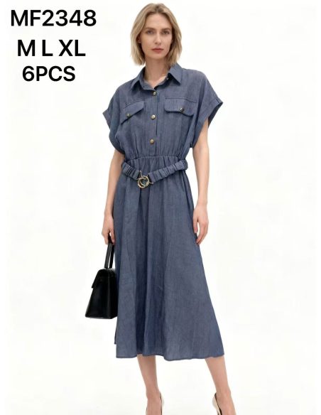 Midi-Hemdkleid mit Gürtel