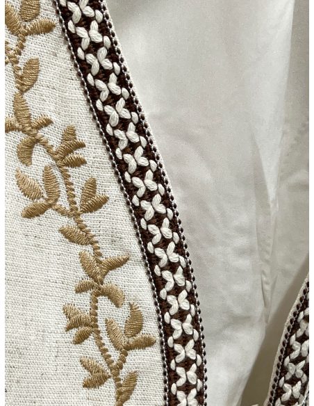 Conjunto chaleco lino bordado pasamanería + pantalón