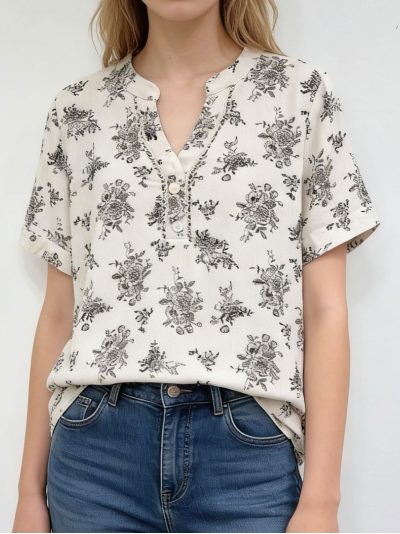 Blusa lino estampado floral