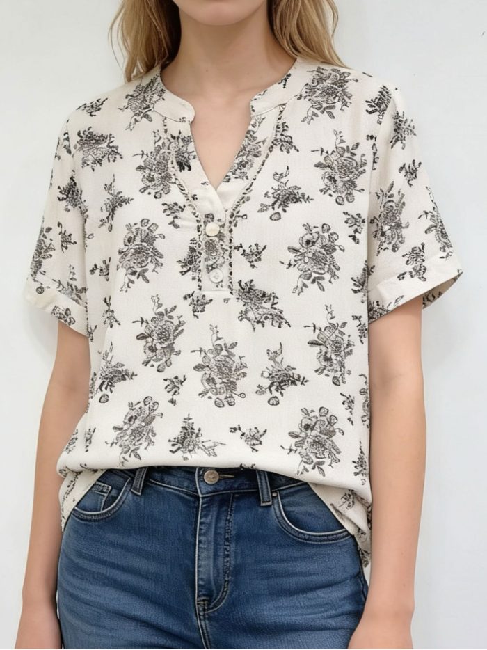 Blusa lino estampado floral