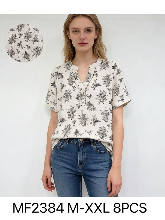 Blusa lino estampado floral
