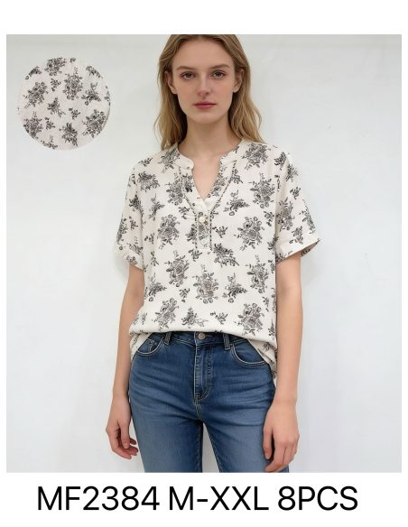 Blusa lino estampado floral
