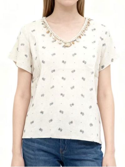Blusa lino estampado conchas